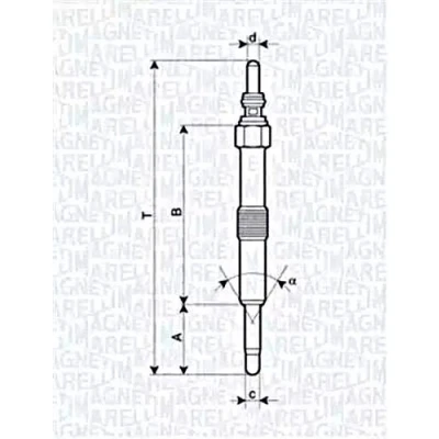 Abbildung von MAGNETI MARELLI 062900067304 Glühkerze 11V 10A M10X1 LAND ROVER: Defender SUV, Discovery 2, Pickup