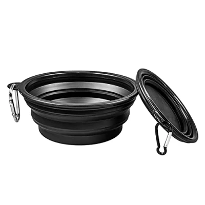 Abbildung von PhoneNatic Faltbarer Silikon Hundenapf in schwarz, Reisenapf für Hunde und Katzen mit Karabiner 1000 ml