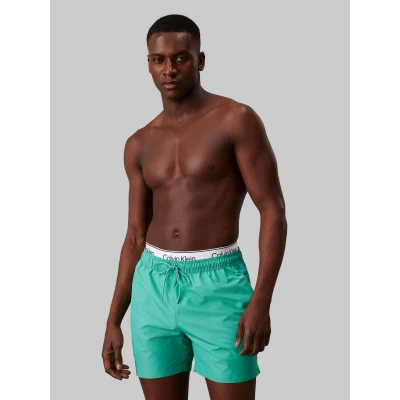 Abbildung von Calvin Klein Swimwear Medium Double Badeshorts, Herren, Größe: XXL, Jade tide