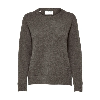 Abbildung von Selected Femme LULU LS Oneckb NOOS Strickpullover, Damen, Größe: XS, Medium grey melange
