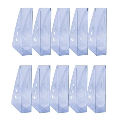 Abbildung von OFFICER PRODUCTS Stehsammler Modernes Design/ 10 Stück / A4 Farbe: Blau Transparent/Hart Kunststoff/Durchbrochen/Schreibtisch Organizer für Zeitschriften/Bruchsicher