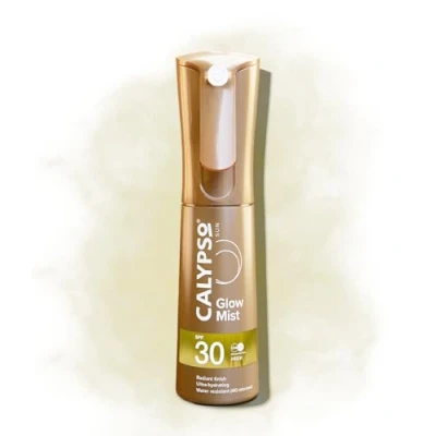 Abbildung von Calypso Leuchtender Nebel SPF30 Strahlendes Finish für die Haut, schützendes Sonnenspray, wasserfest, transparent, nicht klebrig, UVA und UVB Schutz, 100 ml