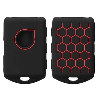 Abbildung von kwmobile Autoschlüssel Silikon Hülle kompatibel mit Volvo 4 Tasten Keyless Go Schlüsselhülle in Schwarz Rot