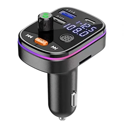 Abbildung von DONGKER Auto FM Transmitter, Drahtloser Bluetooth 5.0 Autoradio Adapter,Auto Freisprecheinrichtung mit QC 3.0 und PD 20 W Ladegerät,Unterstützt TF/SD Karte USB Festplatte für