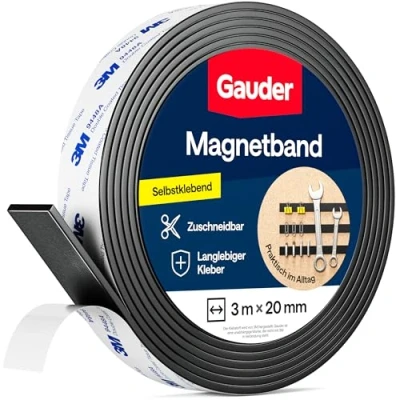 Abbildung von GAUDER Magnetband stark selbstklebend mit 3M Kleber Magnetstreifen starkes Magnetklebeband (3 m)