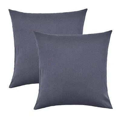 Abbildung von NatureMark 2er Pack Jersey Kissenbezug Kissenhülle Kissenbezüge Seitenschläferkissen Nackenkissen viele Größen und Farben ÖKO TEX (80 x 80 cm, Anthrazit grau)