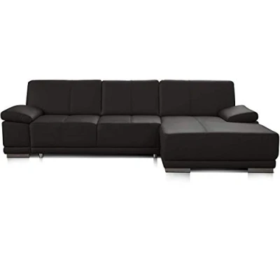 Abbildung von CAVADORE Ecksofa Corianne / Ledercouch inkl. Armteilverstellung und Longchair 282 x 80 162 Echtleder, braun