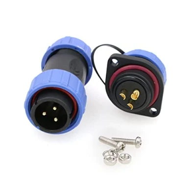 Abbildung von Eonvic HE21 3 poliger wasserdichter Stecker, Luftfahrt Rundstecker, Gewindestecker, 812 mm, Kabel für industrielle Strombeleuchtung, Innen und Außenbereich