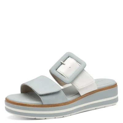 Abbildung von Jana Damen Pantoletten mit Schnalle Vegan, Blau (White/Sky), 40 EU