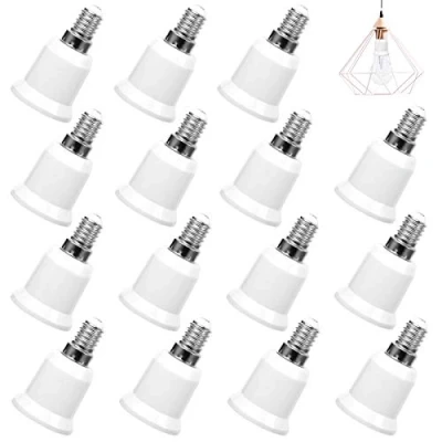 Abbildung von LuluDa E14 auf E27 Adapter 15 Stück Konverter Lampensockel Lampenfassung Sockel für LED Lampen Energiesparlampe, Weiß