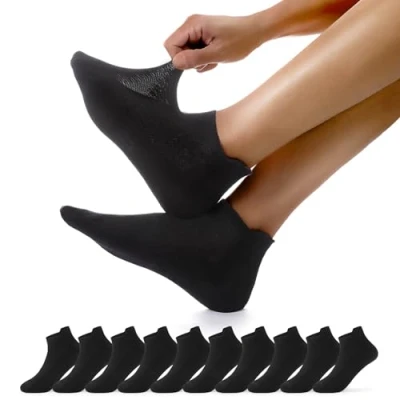 Abbildung von FALARY Sneaker Socken Damen 39 42 Schwarz Sportsocken Herren Baumwolle Kurzsocken Halbsocken Laufsocken Funktionssocken Atmungsaktiv 10 Paar