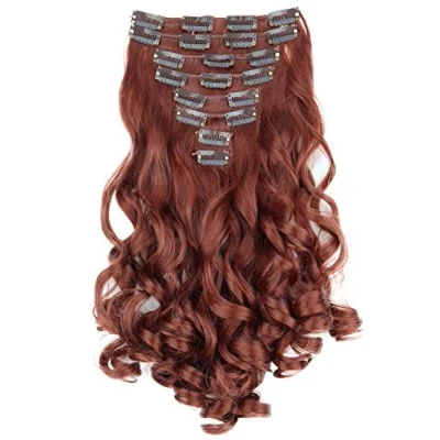 Abbildung von CAISHA XXL 35cm 8 Teile Set CLIP IN EXTENSIONS Haarverlängerung Haarteil Voluminös Gewellt Rotbraun CES114 1