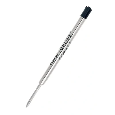 Abbildung von Kugelschreiber Ersatzmine von Online, auch für Parker, Pelikan, Faber Castell, Internationale Standard Großraum Gel Mine, Paste, Strichstärke 0,7 mm, dokumentenecht, 1 Stück, Schreibfarbe schwarz