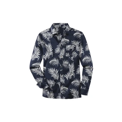 Abbildung von John Devin Hawaiihemd &quot;Regular Fit,&quot;, Langarm, Freizeithemd mit Palmenprint aus reiner Baumwolle
