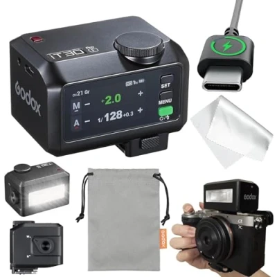 Abbildung von GODOX IT30PRO F Kamera Blitz, IT30 PRO Mini Blitzgeräte, TTL HSS 1/8000s Flash, Kompatibel mit Fujifilm X100VI GFX100RF XS20 XS10 XT30 II XT5 XM5 GFX50S GFX50R X T4 T3 E4