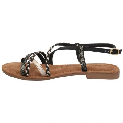 Abbildung von Tamaris Riemensandalette, Damen, Größe: 39, Black gold Schuhe