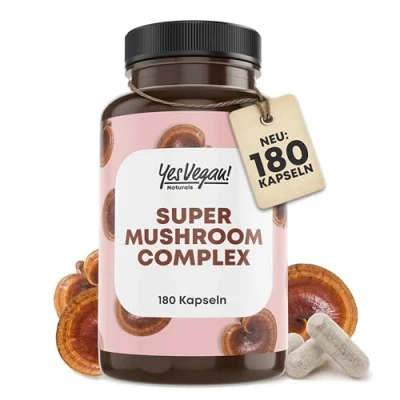 Abbildung von Pilz Komplex mit B2 B5 B6 7 Pilzen Lions mane, Reishi Pilz, Cordyseps, Chaga, PREMIUM 1x180 St
