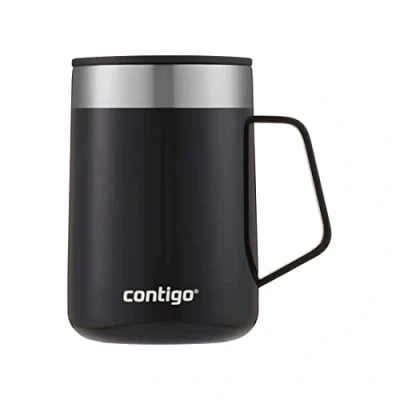 Abbildung von Contigo Streeterville Desk Mug, isolierter Kaffee Thermobecher mit Henkel aus Edelstahl, Coffee to go Becher Deckel, hält und Tee bis zu 5 Stunden warm, ideal fürs Büro Zuhause, 420 ml