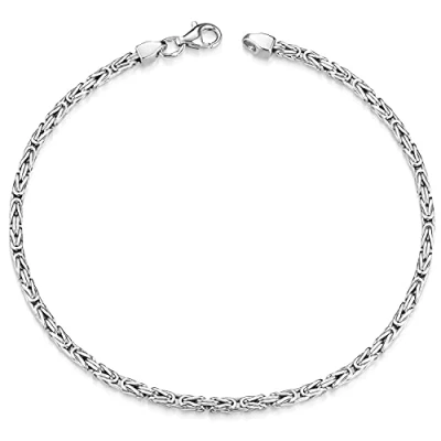 Abbildung von Materia Königsarmband Herren Silber Vierkant 2,5mm SA 3, 925 Sterling Silber, rhodiniert