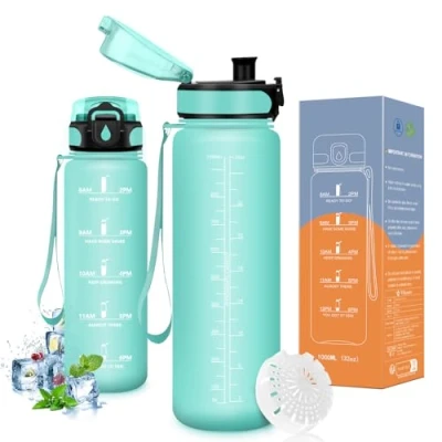 Abbildung von Vikaster Fitness trinkflasche, Trinkflasche 1000ml, Fahrrad, Kohlensäure Geeignet, Sportflasche für Kinder, Schule, Fitness, Outdoor