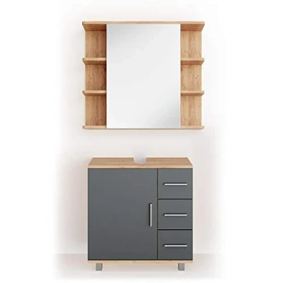 Abbildung von Vicco Badmöbel Set Ilias, Eiche/Anthrazit, 2 Teile, (2 er Set, St., Set)