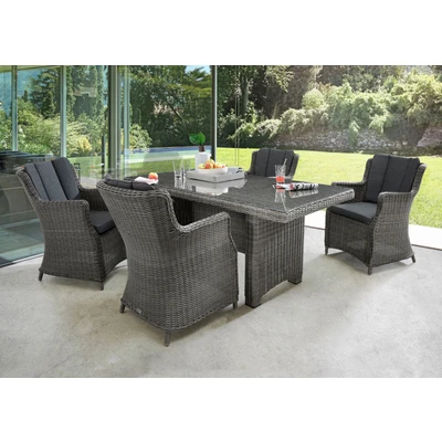 Abbildung von Destiny Garten Essgruppe &quot;LUNA&quot;, (Set, 13 tlg.), Polyrattan, 4 Sessel, Tisch 165x90x75 cm, inkl. Auflagen