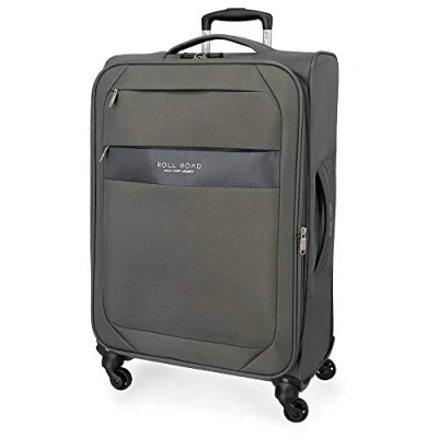 Abbildung von Roll Road Royce Großer Koffer Grau 48x76x29 cms Weich Polyester Kombinationsschloss 93L 2,9Kgs 4 Räder Erweiterbar