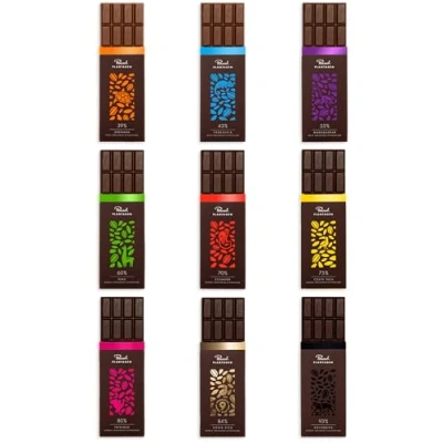 Abbildung von Rausch Edelkakao Schokolade Set 9 Tafeln helle und dunkle (je 125 g) Geschenk vegane Zartbitter Vollmilchschokolade
