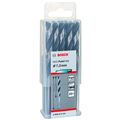 Abbildung von Bosch Professional 10 Stück HSS Spiralbohrer PointTeQ (für Metall, 7,3 x 69 109 mm, Zubehör Bohrschrauber)