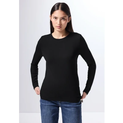 Abbildung von Street One Studio MIT Struktur Langarmshirt, Damen, Größe: 40, Schwarz