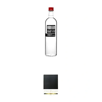 Abbildung von Partisan Vodka 40 Prozent 0,5 Liter + Schiefer Glasuntersetzer eckig ca. 9,5 cm Durchmesser