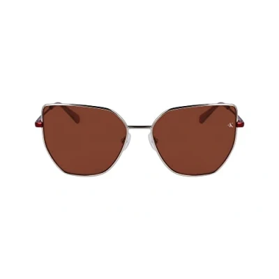 Abbildung von Calvin Klein Jeans Women&#039;s CKJ23202S Sunglasses, Gold/Burgundy, Einheitsgröße
