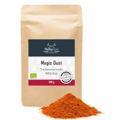 Abbildung von Magic Dust BIO Qualität 250g Premium BBQ Rub Gewürzmischung zum Grillen Grillgewürz, Marinade für Fleisch, Steak, Pulled Pork Pfefferdieb®