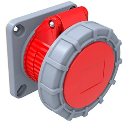 Abbildung von AW Tools CEE Anbausteckdose 16A/400V 5 polig rot 6h IP67 Schalttafelsteckdose