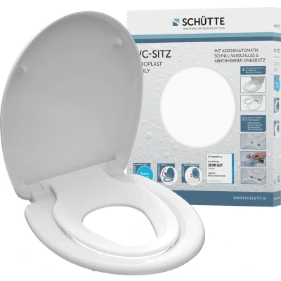 Abbildung von Schütte WC Sitz &quot;FAMILY WHITE&quot;, Duroplast, Absenkautomatik, Schnellverschluss, abnehmbarer Kindersitz