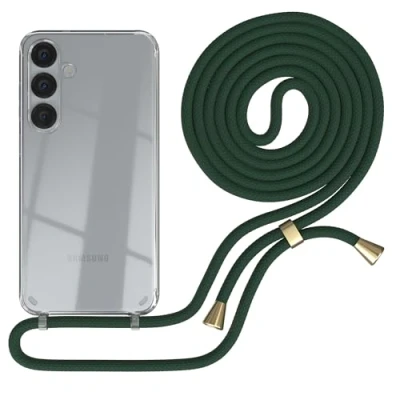 Abbildung von EAZY CASE Handykette kompatibel mit Galaxy S25 Plus Handyhülle Umhängeband, Handykordel Schutzhülle, Silikonhülle, Hülle Band, Stylische Kette für Smartphone, Grün