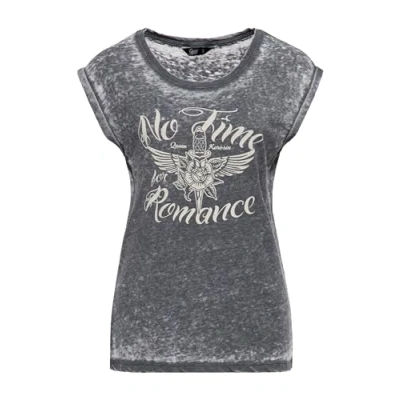 Abbildung von QueenKerosin Print Shirt No Time For Romance (1 tlg) Enzym Wash