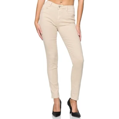 Abbildung von Elara Damen Stretch Hose Skinny Jeans Elastisch Chunkyrayan G09 15 Beige 38 (M)