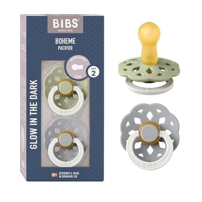 Abbildung von BIBS Boheme Schnuller Gr.2, Green Glow/ Grey Glow