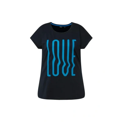 Abbildung von Ulla Popken LOVE Short Sleeve Graphic Tshirt print, Damen, Größe: 46/48, Navy blue