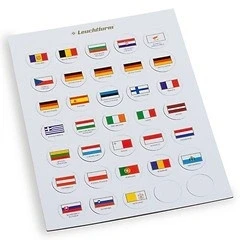 Abbildung von Leuchtturm, Fisches für Münzkapseln Ø 26mm. Euro Flaggen (29 Stk.) pro Satz
