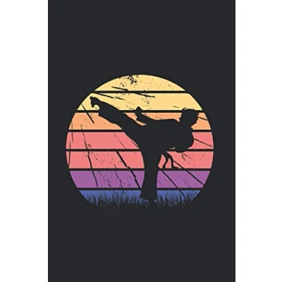 Abbildung von Notizbuch: A5+ liniert 120 Seiten Tagebuch, Schulheft, Deutschheft, Schreibheft, Ideenbuch Motiv: Karate Taekwondo Kampfkunst Retro Vintage