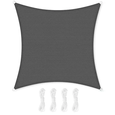 Abbildung von SONGMICS Sonnensegel 2x2m HDPE Gewebe Atmungsaktiv Wasserdurchlässig für Terrasse Garten Balkon Camping Quadrat Konkave 2m Seile Rauchgrau GSS22GY