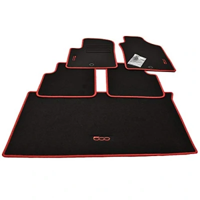 Abbildung von Velours Fußmatten und Kofferraum Set geeignet für FIAT 500 C Cabrio ab Bj.2007 2013 rot