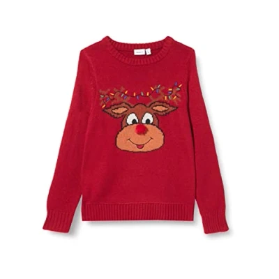 Abbildung von NAME IT Unisex NKNRICHRISTMAS LS Knit Pullover, Jester Red, 122/128