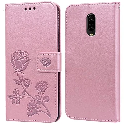 Abbildung von PKQTOP Hülle für Oneplus 6T Handyhülle,Klappbar Tasche Case,Standfunktion,Kartenfach,Silikon Bumper,Stoßfeste Schutzhülle Cover