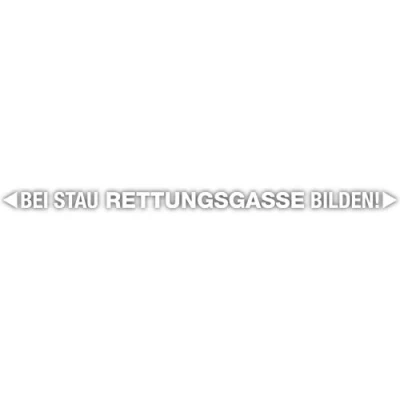 Abbildung von Bei Stau Rettungsgasse bilden! Auto Aufkleber in weiß I 100 cm breit freistehender Folienplott für PKW Anhänger Wohnwagen wetterfest hin_566
