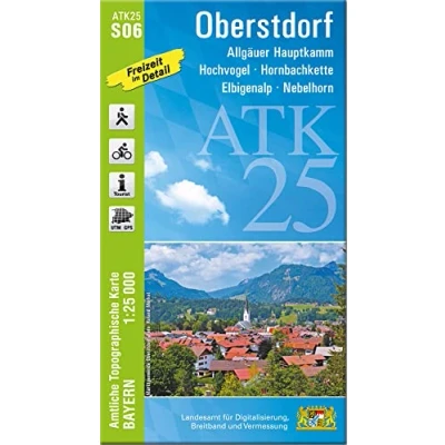 Abbildung von ATK25 S06 Oberstdorf (Amtliche Topographische Karte 1:25000): Allgäuer Hauptkamm, Hochvogel, Hornbachkette, Elbigenalp, Nebelhorn (ATK25 Amtliche 1:25000 Bayern)