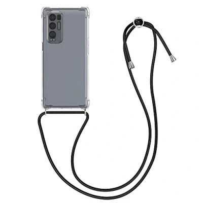 Abbildung von kwmobile Necklace Case kompatibel mit Oppo Find X3 Neo Hülle Silikon Cover Handykette Band Handyhülle Transparent Schwarz