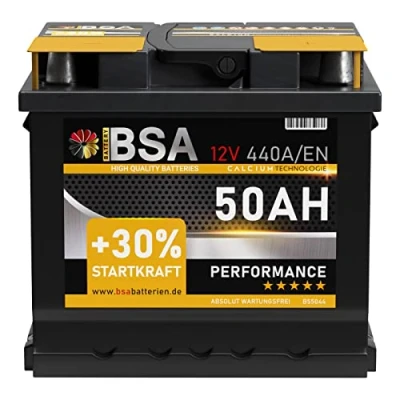 Abbildung von BSA Autobatterie 12V 50Ah 440A/EN Starterbatterie Batterie ersetzt 44Ah 45Ah 47Ah 40Ah mit PKW